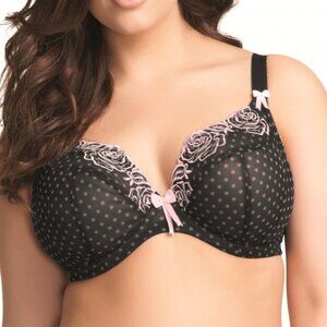 Elomi Betti Elegant Black and Pink Lace Underwire Bra Size 40G